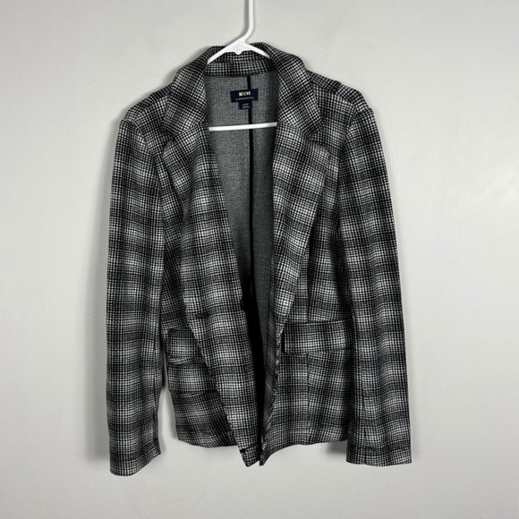 Anthropologie Maeve Collegiate Plaid Blazer Jacket Womens Size Large Grey Black - Picture 11 of 15